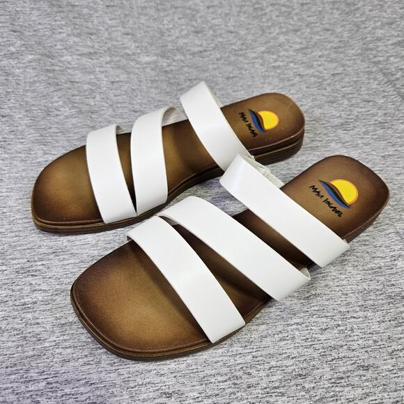 Maui Island Kona Sandals Womens White Strappy Wedge Vacation Beach Square Toe 7 - Picture 12 of 12